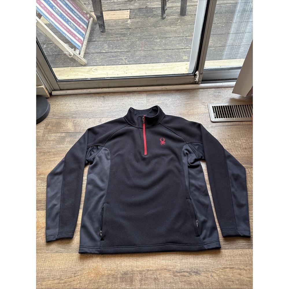Spyder Jacket XL Black Pullover Waffle Knit Textured Sweater Active Outdoors Men